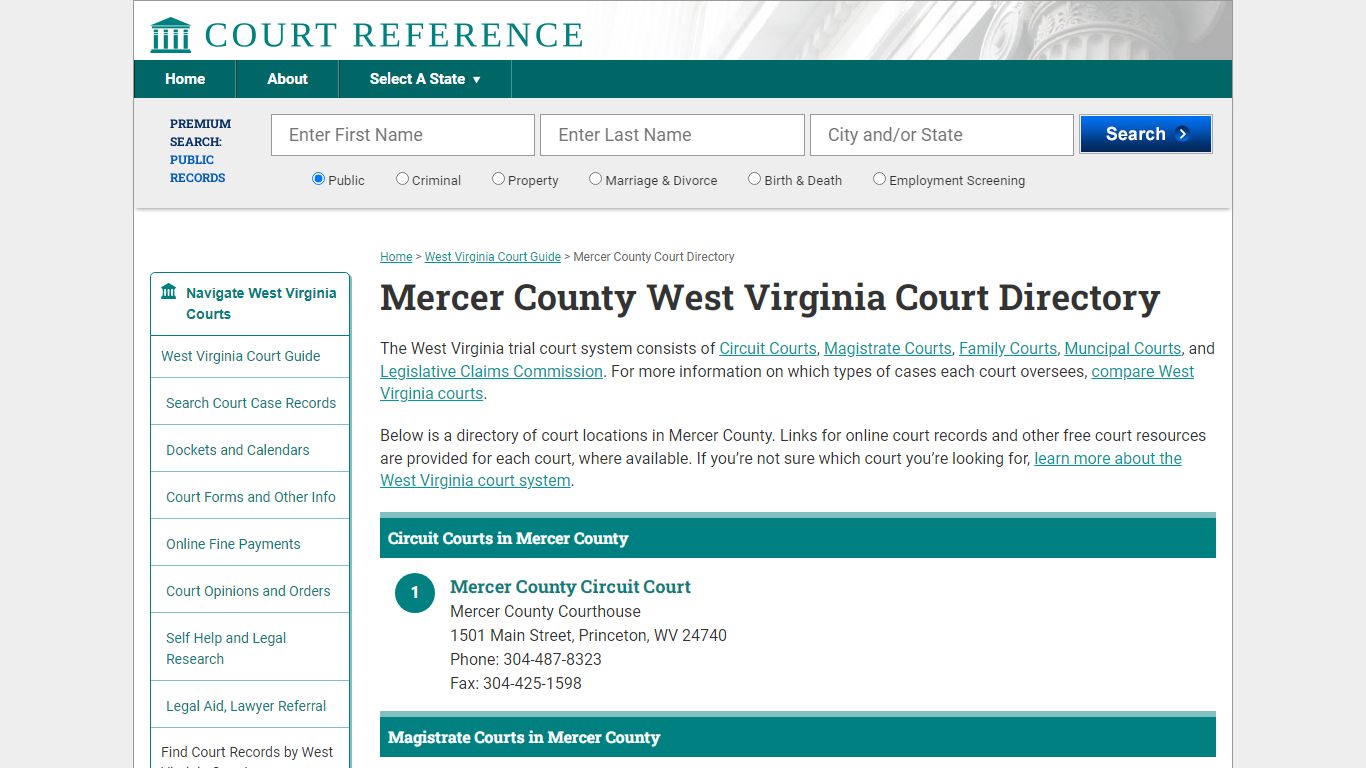 Mercer County West Virginia Court Directory ...